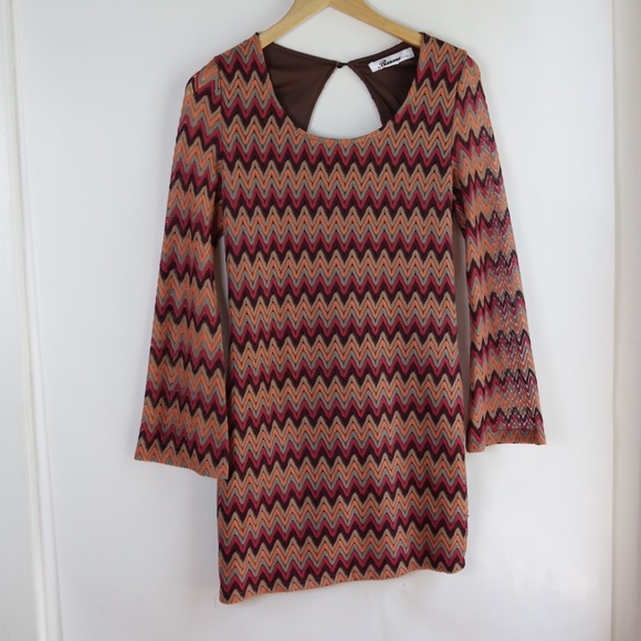 Vintage Dresses & Skirts - Vintage Chevron Knitted Mini Dress